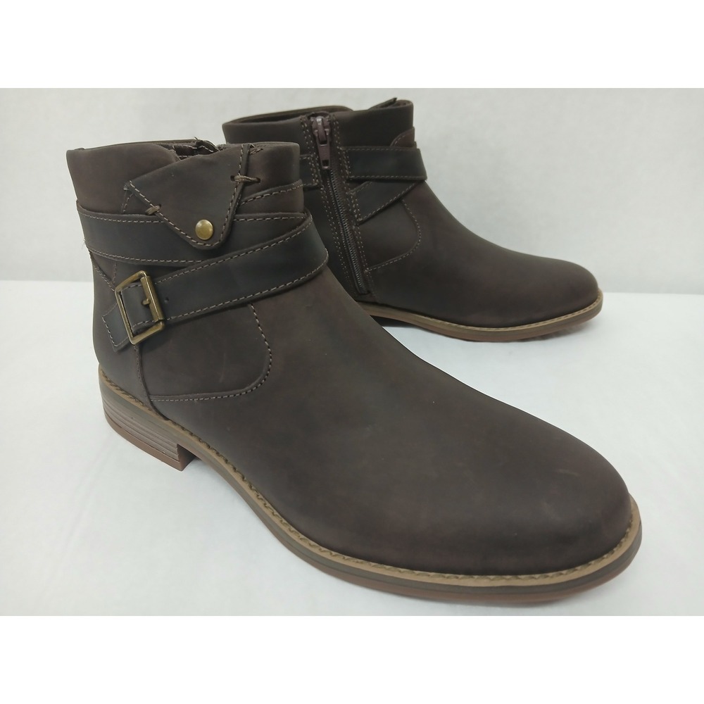 Clarks Collection Camzin Dime Brown Leather Ankle Boots 26153063 Size 7M Women's